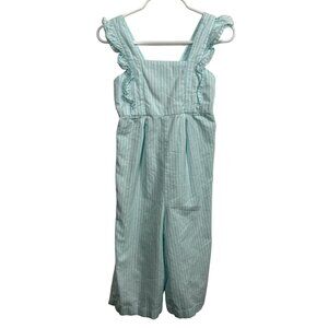Carter’s Girls Blue White Striped Ruffle Strap Sleeveless Jumpsuit Size 5